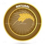 Natural Brown Badge with Wheat and Text